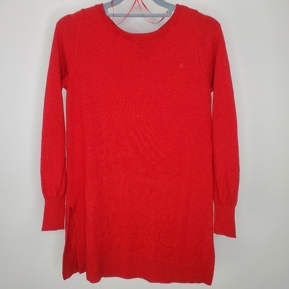 Ann Taylor Side Slit Crew Neck Wool Sweater Red Small - Picture 6 of 11